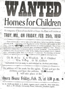 Handbill advertising orphan train.